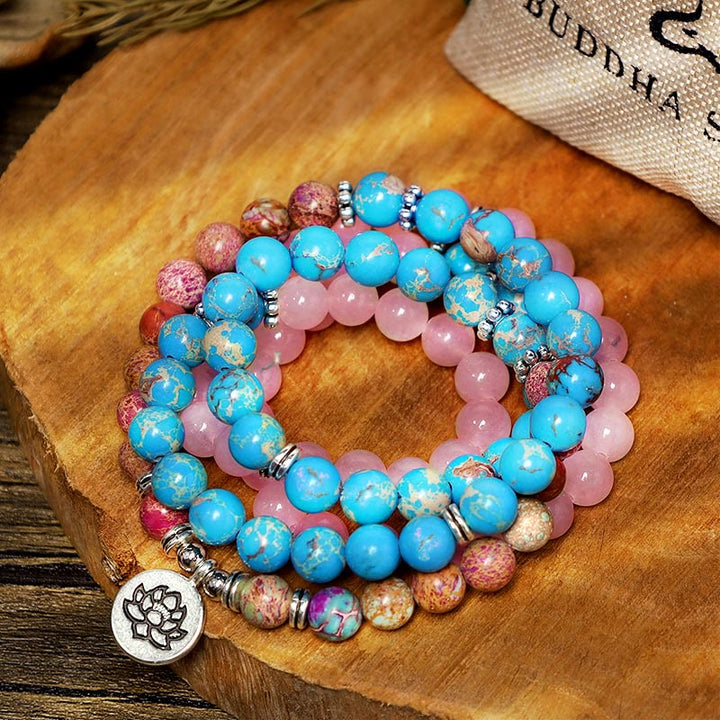 Buddha Stones Tybetańskie Fioletowe Miano Prawdziwe Koraliki Harmonia Lotos Mala