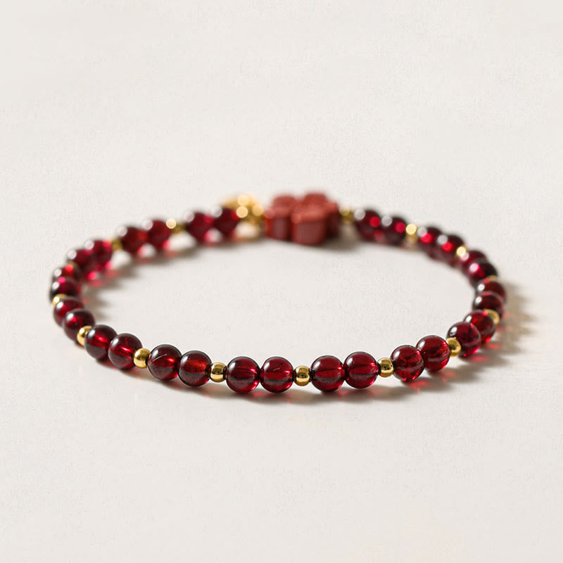 Bransoletka Buddha Stones 14K Gold Natural Granat Cinnabar Flower Calm - image 4