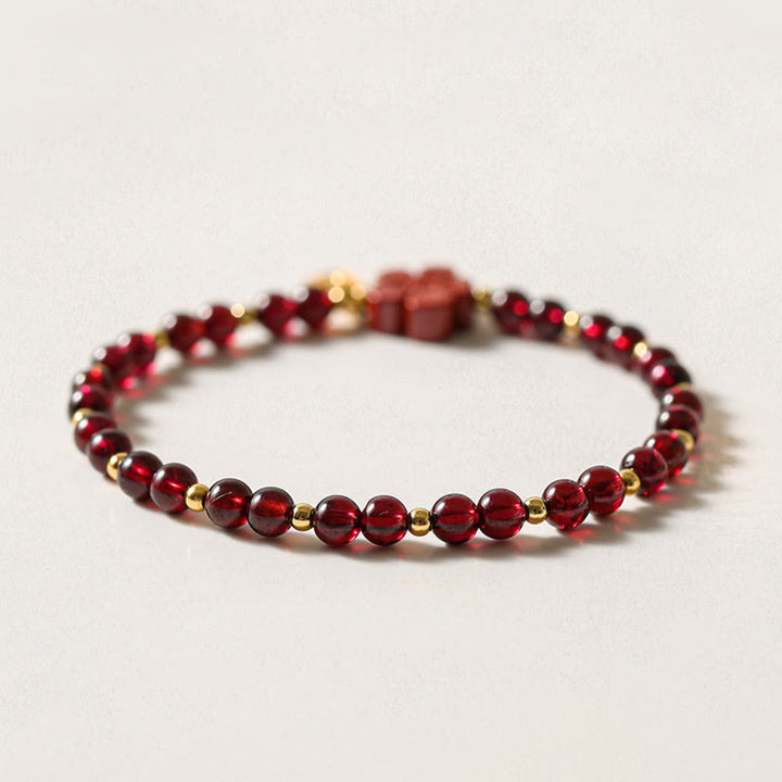 Bransoletka Buddha Stones 14K Gold Natural Granat Cinnabar Flower Calm - image 4