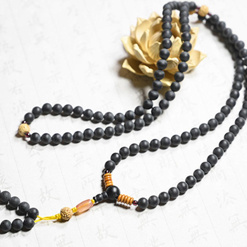Buddha Stones Tybetańska Mala Cyprysik Bodhi Nasiona Czerwony Agat Bransoletka Lecznicza