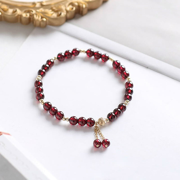 Bransoletka Buddha Stones 14K Gold Natural Garnet Calm