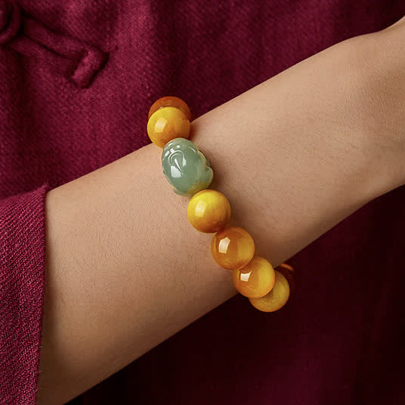 Bransoletka ochronna z jadeitu PiXiu z chińskiego zodiaku Natal Buddha Tiger Eye