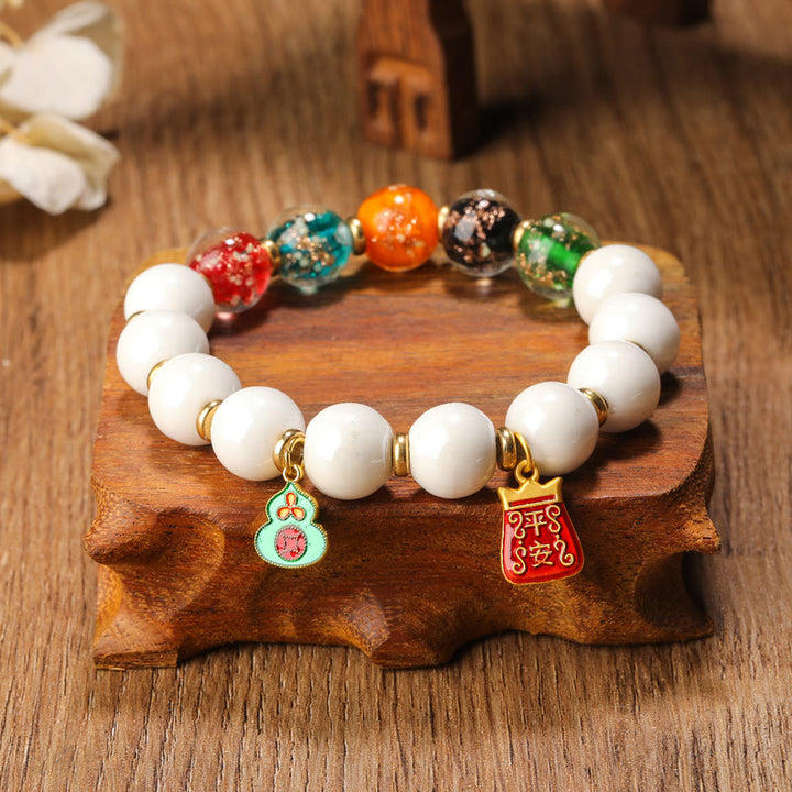 Buddha Stones Tybetańskie Kadzidło Popiół Porcelana Świecące Fluorescencyjne Liuli Szklane Koraliki Tykwa Miedziana Moneta Urok Bransoletka Pokoju