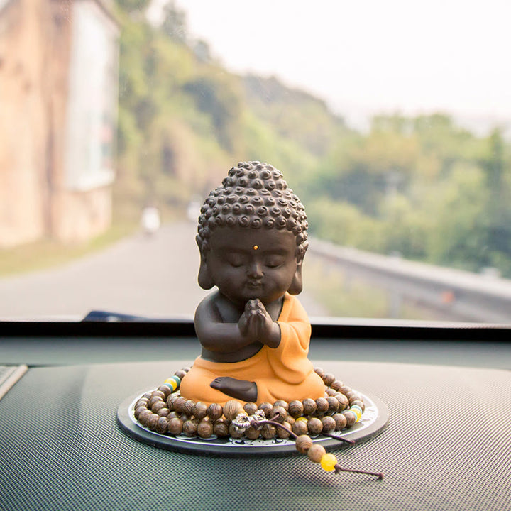 Buddha Stones Mały Budda Spokój Fioletowa Glina Dekoracja Biurka Domowego