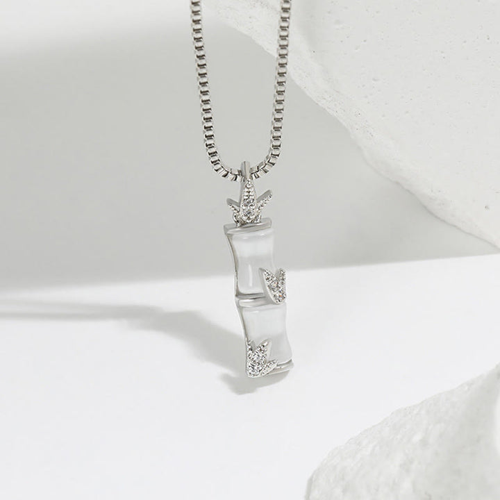 Buddha Stones Chalcedon Bambus Wzór Harmony Naszyjnik Wisiorek