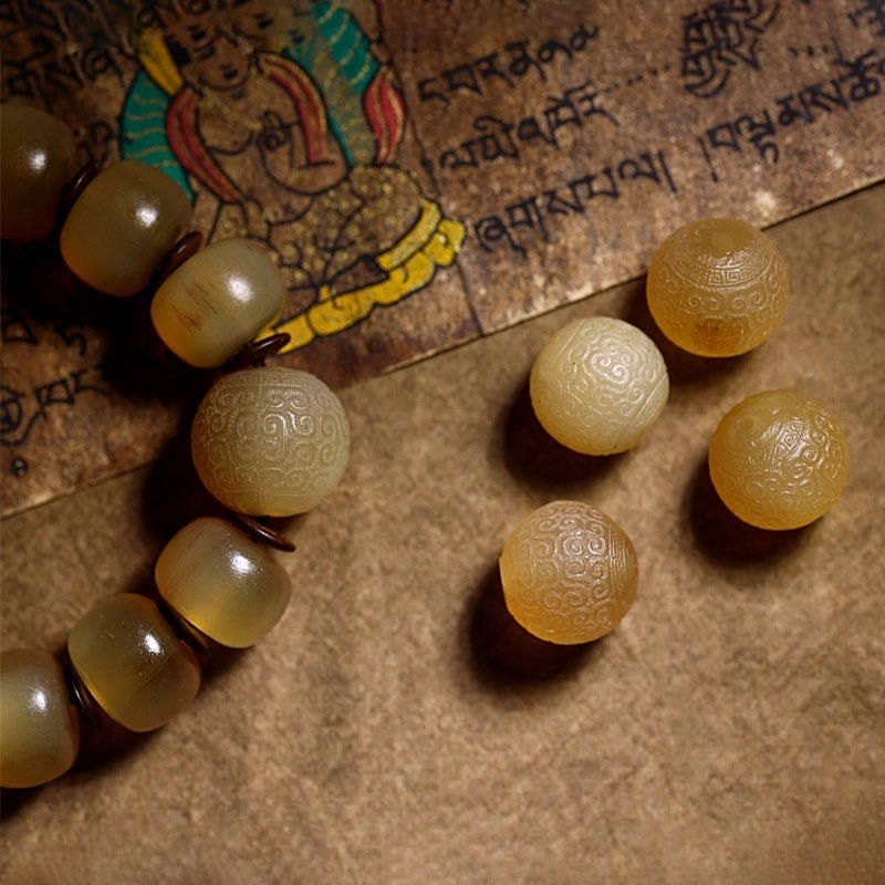 Buddha Stones Ręcznie Robione Tybetańskie Rogi Owcze Om Mani Padme Hum Bransoletka Pomyślności