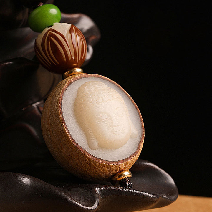 Buddha Stones Bransoletka z breloczkiem z błogosławieństwem ziarna Bodhi