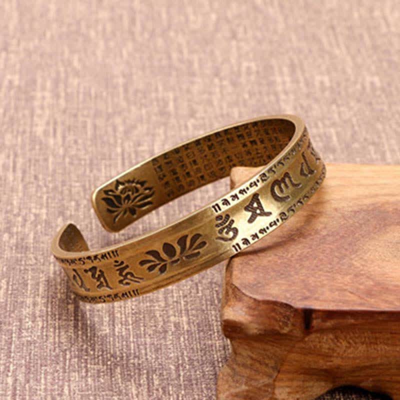 Buddha Stones 2szt. Om Mani Padme Hum Smok Feniks Miedziana Skórzana Bransoletka Pokoju Mankiet Bangle