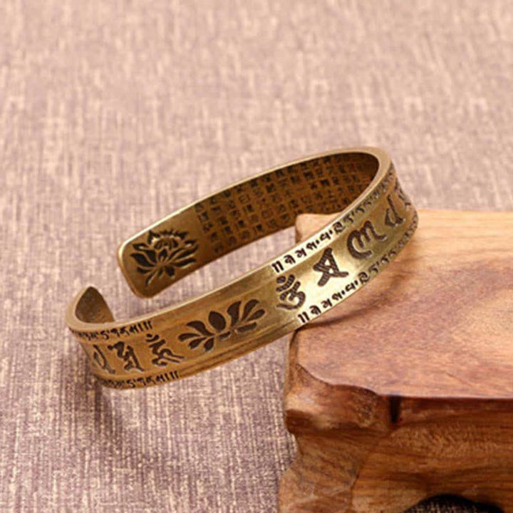 Buddha Stones 2szt. Om Mani Padme Hum Smok Feniks Miedziana Skórzana Bransoletka Pokoju Mankiet Bangle