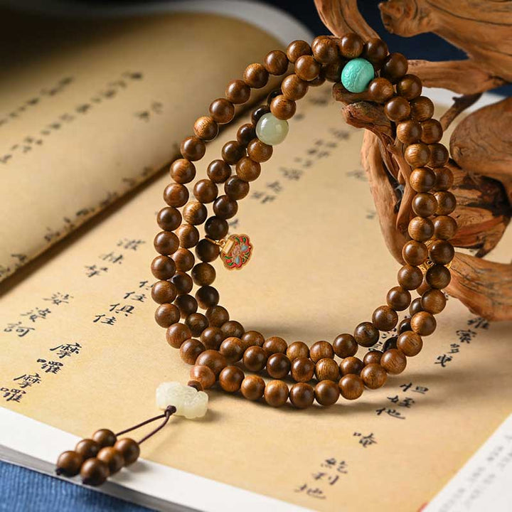 Bransoletka ochronna z palisandru tybetańskiego z Buddha Stones Mala