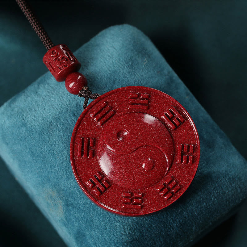 Buddha Stones Cynober Yin Yang Bagua Błogosławieństwo Naszyjnik Wisiorek - image 2