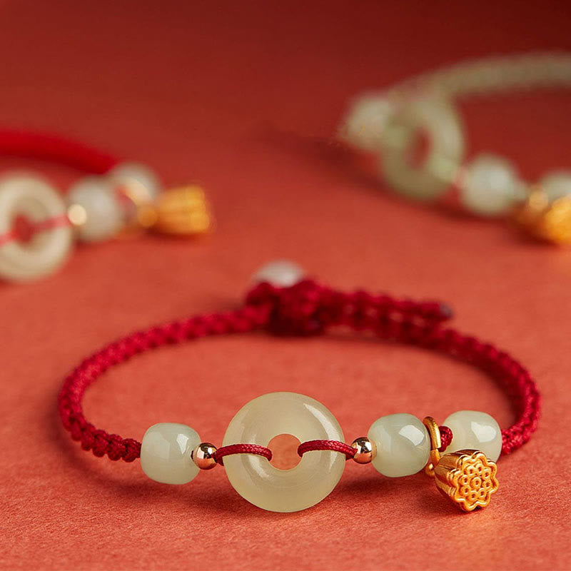 Bransoletka z okrągłym zapięciem z Buddha Stones, jadeitu, lotosu, szczęścia, obfitości i bogactwa - image 1