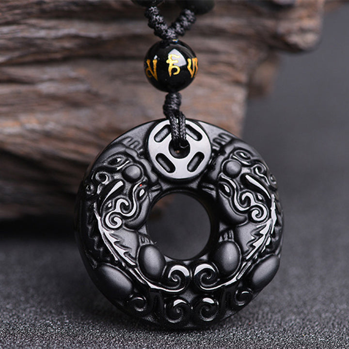 Naszyjnik z wisiorkiem Buddha Stones PiXiu Obsidian Wealth - image 2