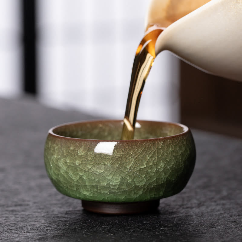 Buddha Stones Chiński Zielony Lodowy Wzór Pęknięcia Jianzhan Zmiana Pieca Porcelanowa Filiżanka Do Herbaty Kung Fu
