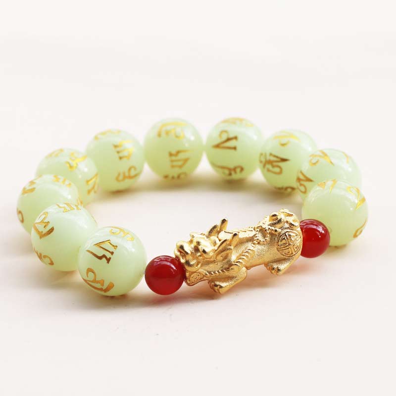 Buddha Stones FengShui Lucky PiXiu Glowstone Bransoletka Bogactwa