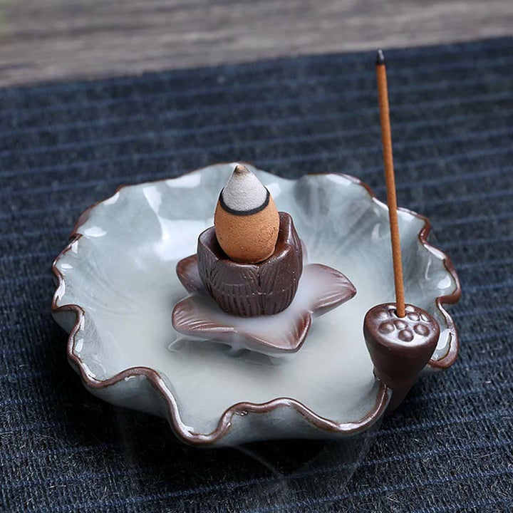 Ceramiczny palnik kadzideł Spiritual Backflow Lotus Plum Blossom Square