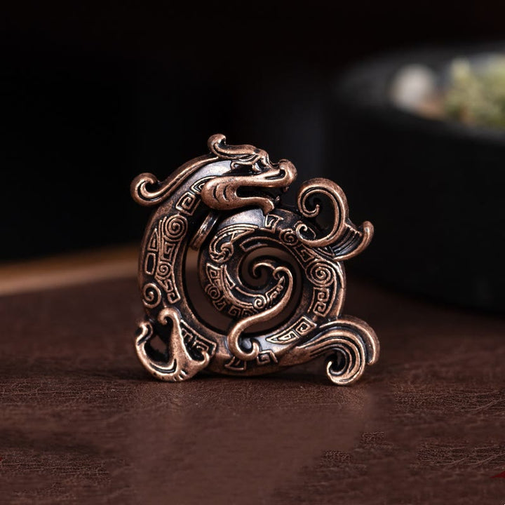 Buddha Stones Miniaturowy Pomyślny Wzór Smoka Medytacja Stop Cynkowy Mały Podgrzewacz Kadzidełek