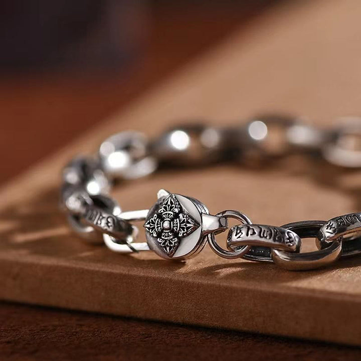 Buddha Stones Om Mani Padme Hum Podwójna Dorje Miedziana Bransoletka Mądrości Grawerowana - image 2