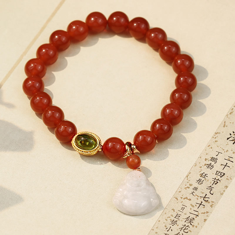Bransoletka Buddha Stones Naturalny Czerwony Agat Budda Sukces