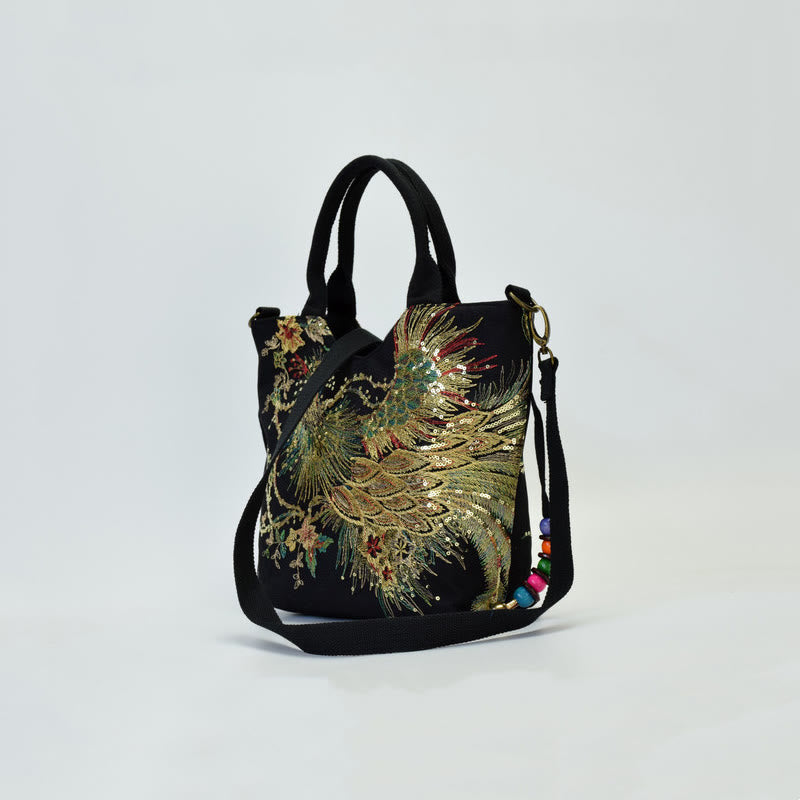 Buddha Stones Paw Dwustronna Haftowana Torba Tote Torba na Ramię Torba Crossbody