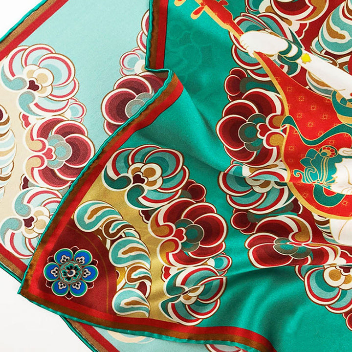 Buddha Stones Dunhuang Rebound Pipa Latające Freski 100% Jedwabny Szalik Morwowy Premium Grade 6A Szal Dunhuang