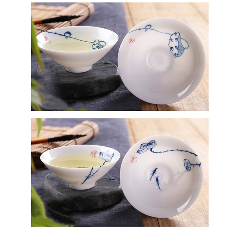 Buddha Stones Vintage Śliwkowa Orchidea Bambus Chryzantema Lotos Ryba Koi Ceramiczna Filiżanka Kung Fu Filiżanki do Herbaty