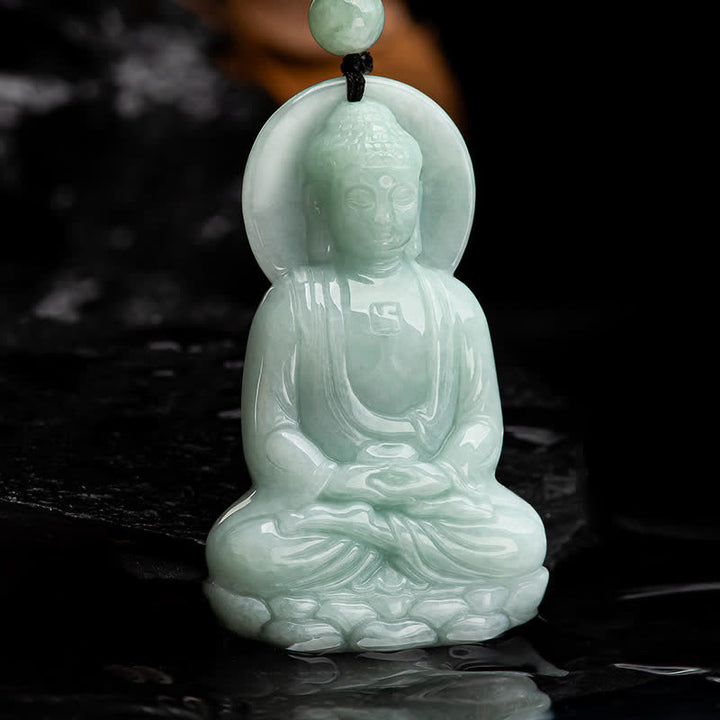 Buddha Stones Amitabha Budda Jadeitowy Amulet Naszyjnik ze Sznurka Współczucia - Symbol Buddy (współczucie ♥ spokój) - image 9