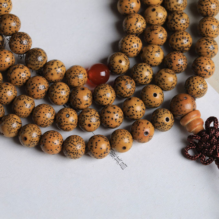 Buddha Stones 108 Koraliki Mala Bodhi Nasiona Czerwony Agat Bransoletka Pomyślności