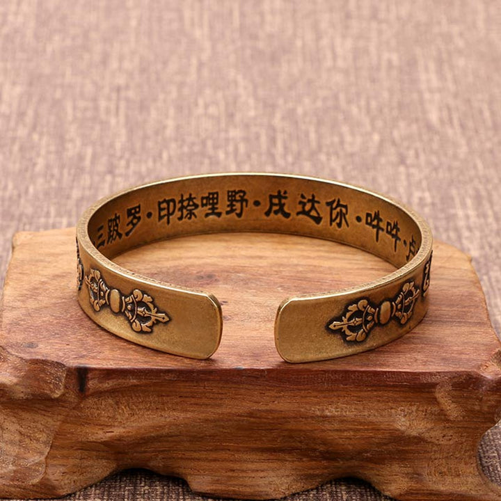 Buddha Stones Tybetańskie Mahāpratisarā Mantra Sanskryt Miedź Mosiądz Uzdrawiająca Bransoletka Bangle