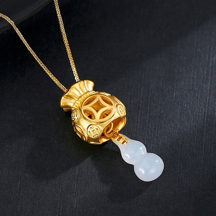 Buddha Stones Pomyślny Feng Shui Worek Pieniędzy Naszyjnik Z Jadeitu