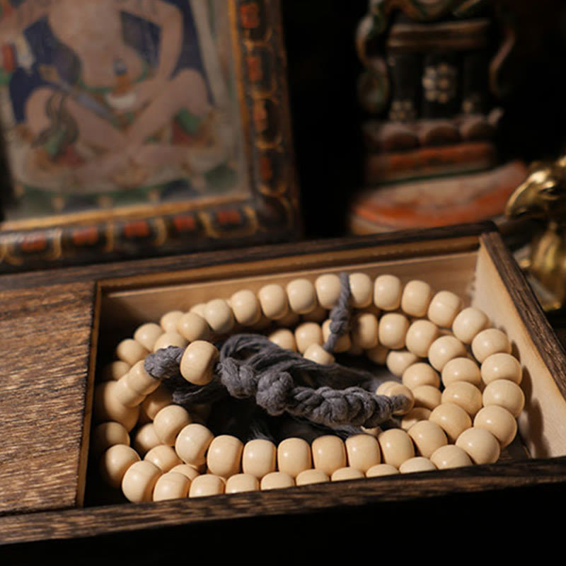 Buddha Stones 108 Mala Koraliki Abelia Biflora Drewno Odpędzające Złe Duchy Mala Nadgarstek