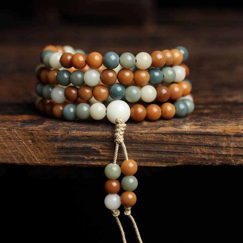 Buddha Stones Bransoletka z harmonijnego naszyjnika Bodhi Seed Mala Wisdom