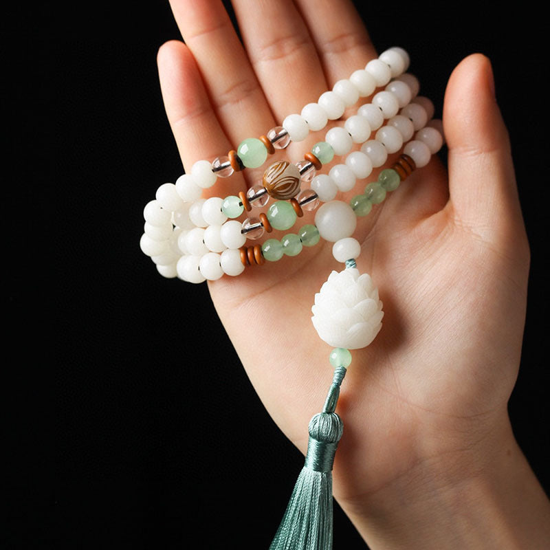 Buddha Stones Nasiona Bodhi Mala 108 Koralików Bransoletka Ochronna