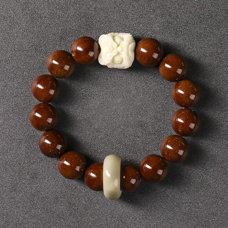 Bransoletka z Buddha Stones Fioletowe Nasiona Bodhi Tańczący Lew Mądrość