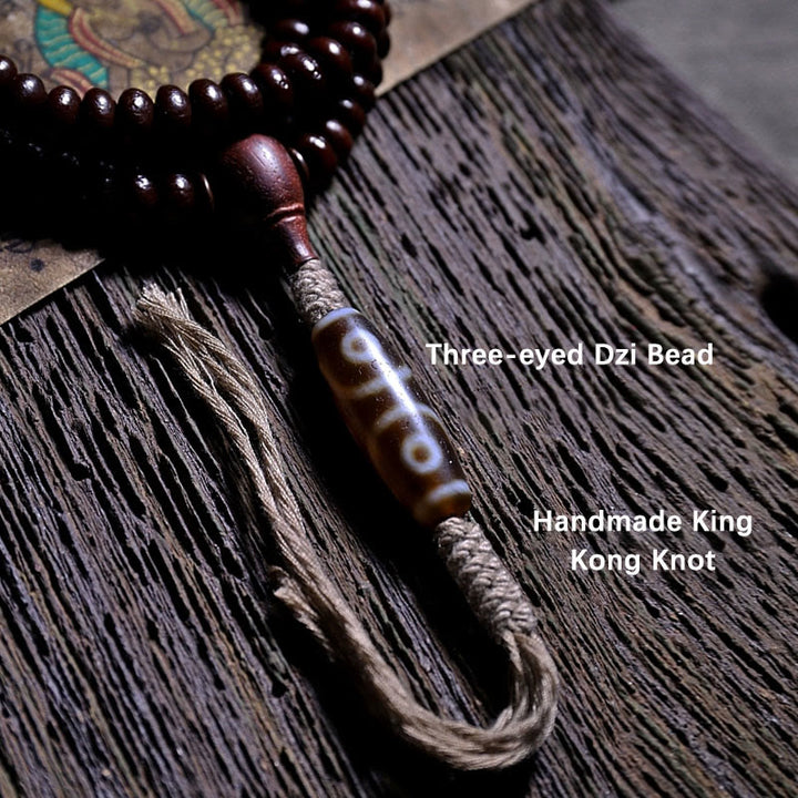 Buddha Stones Naturalne Tybet 108 Mala Koraliki Fioletowe Nasiona Bodhi Trójoki Koralik Dzi Miedziana Bransoletka Harmonii Dorje