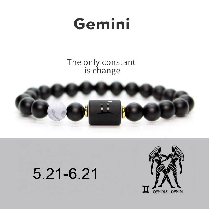 Buddha Stones 12 Konstelacji Zodiaku Czarny Onyks Regulowana Bransoletka