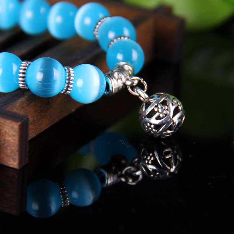 Buddha Stones Tybetański Kocie Oko Szczęśliwa Bransoletka