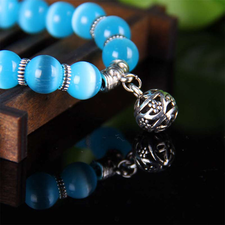 Buddha Stones Tybetański Kocie Oko Szczęśliwa Bransoletka