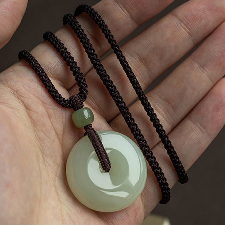 Buddha Stones Naturalne Okrągłe Jadeitowe Klamra Pokoju Szczęście Dobrobyt Naszyjnik Wisiorek