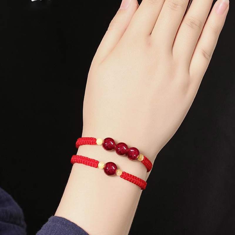 Bransoletka z czerwonego sznurka z Buddha Stones Cinnabar Blessing dla dzieci