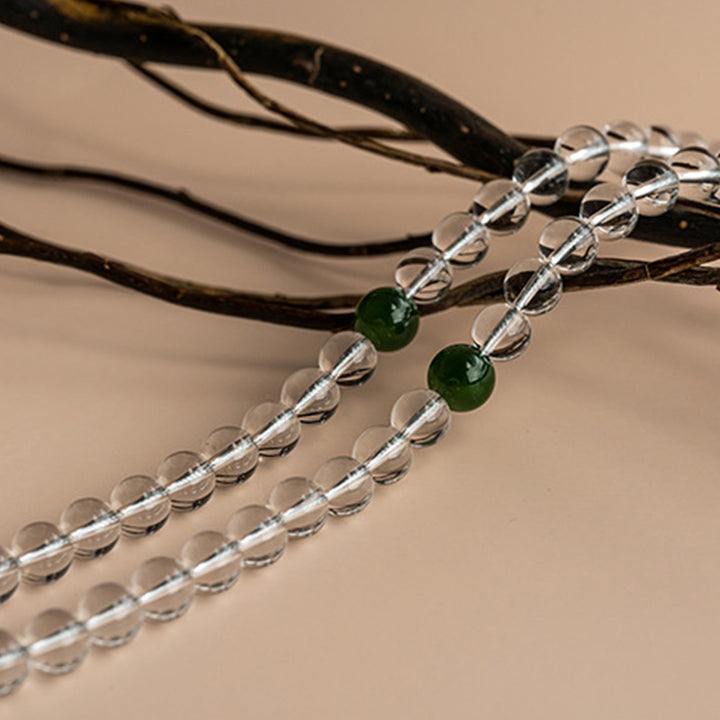 Buddha Stones 108 Koraliki Biały Kryształ Jade Medytacyjna Bransoletka Mala