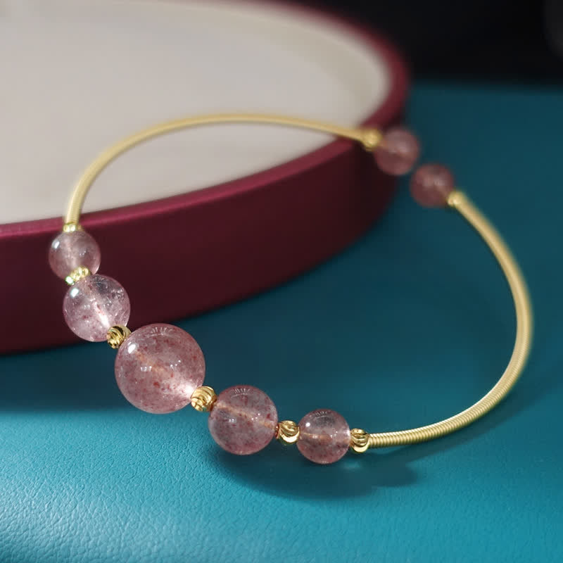 Bransoletka z Buddha Stones Naturalny Kwarc Truskawkowy Miłość Uzdrawiająca Bransoletka Bangle