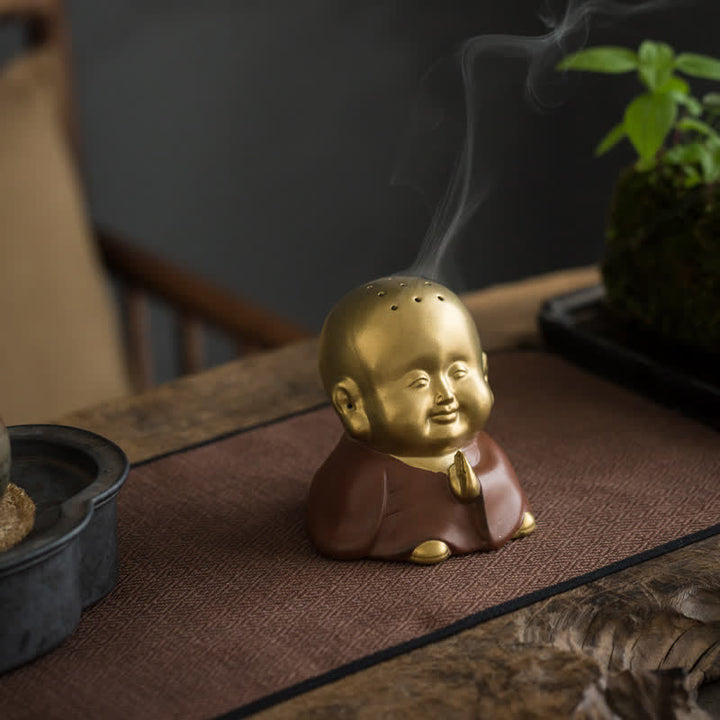 Mały Budda Śmiejący się Budda Ceramiczny uzdrawiający palnik kadzideł