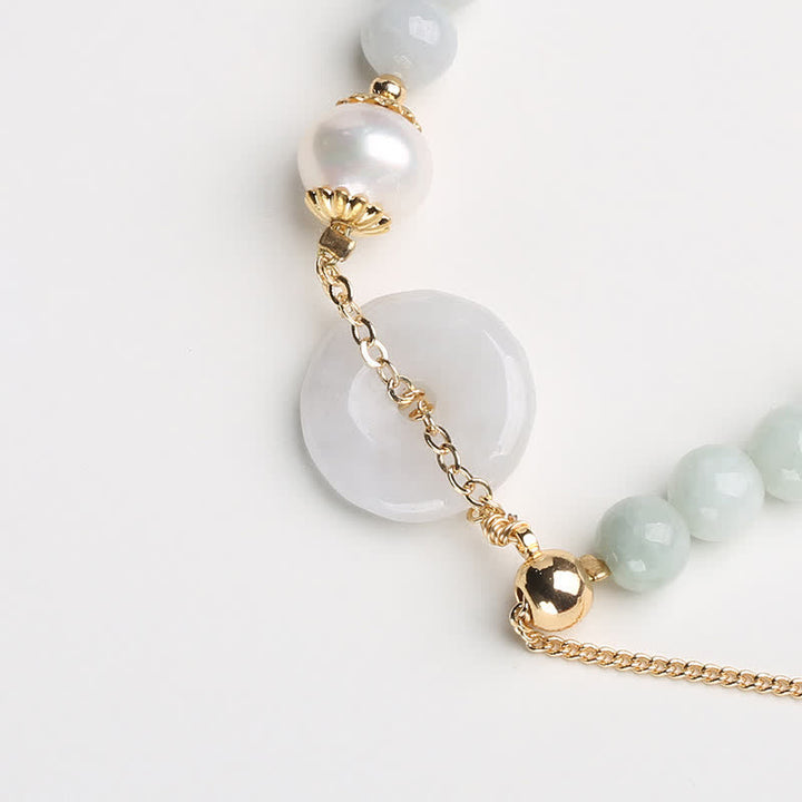 Bransoletka Buddha Stones Natural Jade Pearl Peace Buckle Prosperity Luck