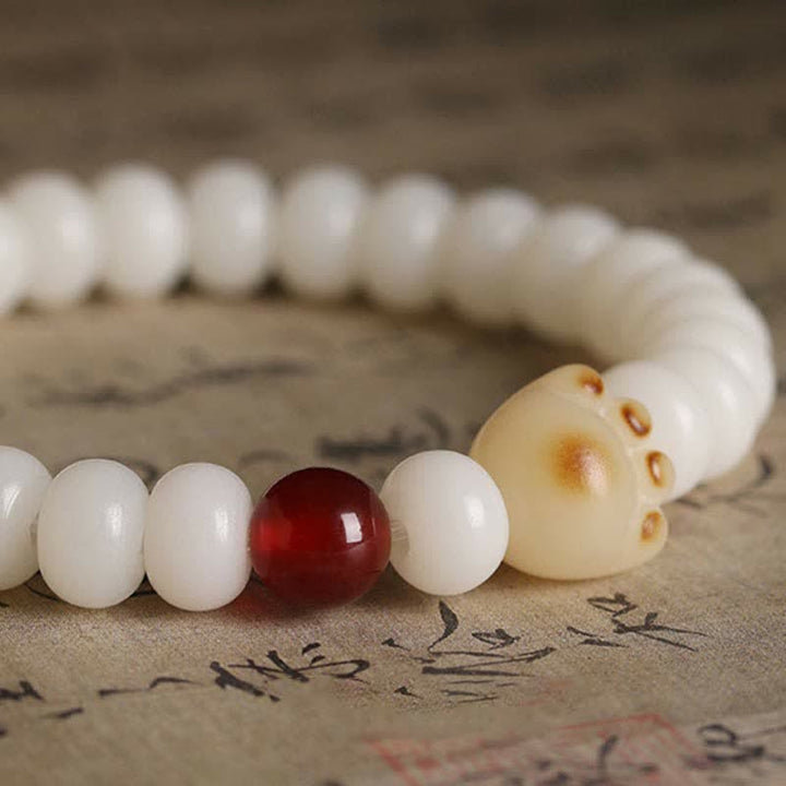 Buddha Stones Naturalne Nasiona Bodhi Piękna Łapa Szczęścia Bransoletka Kot - image 3