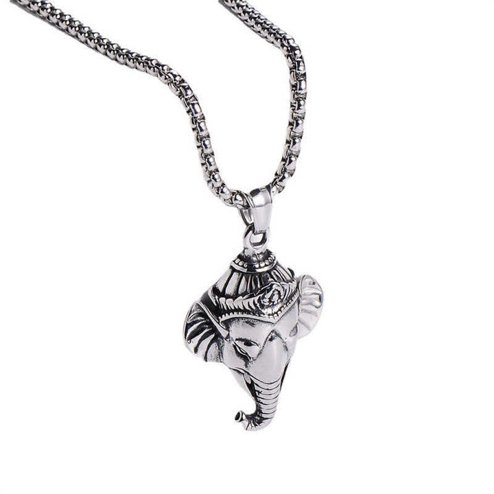 Naszyjnik z wisiorkiem ochronnym Ganesh Ganpati Elephant Titanium Steel - image 5