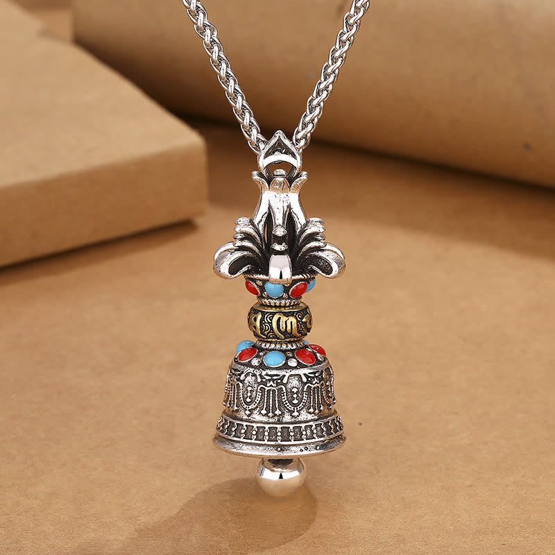 Buddha Stones tybetański Om Mani Padme Hum Dorje Vajra Bell Strength Naszyjnik Wisiorek - image 2