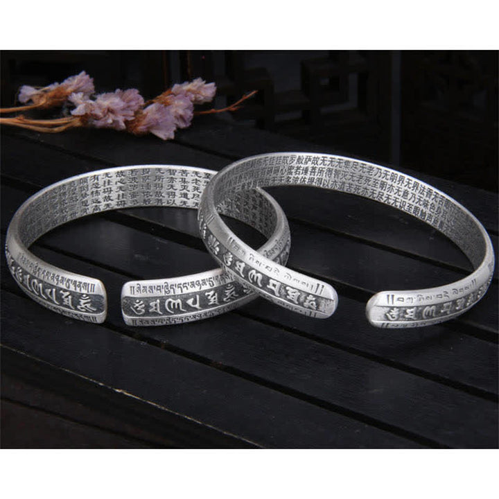 Buddha Stones 999 Srebro Sterlingowe Om Mani Padme Hum Heart Sutra Lotus Bransoletka Pokoju - image 6
