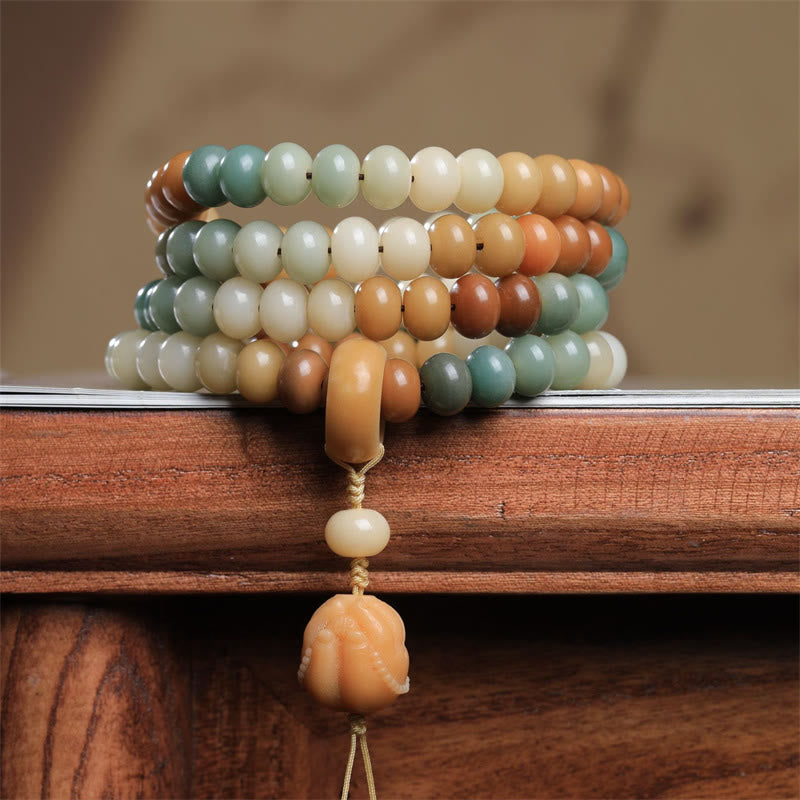 Buddha Stones 108 Mala Beads Gradient Bodhi Seed Budda Ręcznie Grawerowana Bransoletka Pokoju - Nasiono Bodhi (Mądrość♥Przebudzenie) - image 1