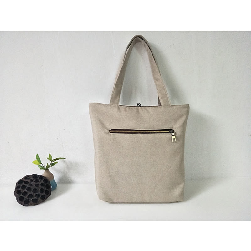 Kwiat gruszy śliwka brzoskwiniowy kwiat bambus haft płótno duża pojemność torba na ramię torba typu tote - image 44